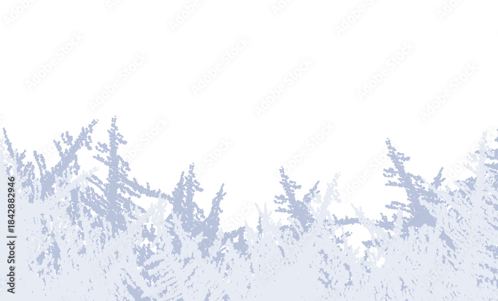 Obraz premium Abstract snowy winter border with intricate frost patterns resembling pine trees creating a seasonal backdrop on transparent background