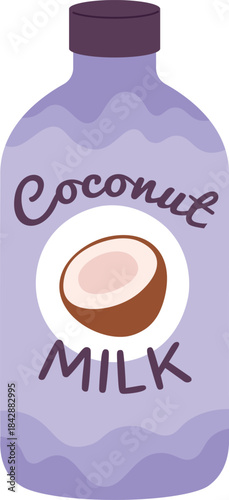A cartoonish bottle of coconut milk
