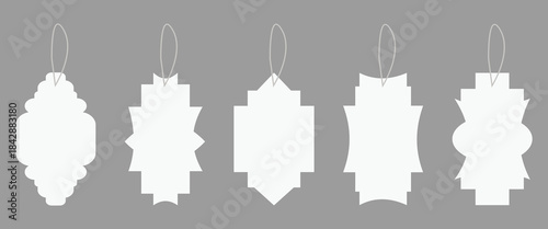 Isolated Blank Beige Price Tag. Set of blank price tags or labels. Tag icons with editable stroke, outline and solid styles. Sale and price tags.