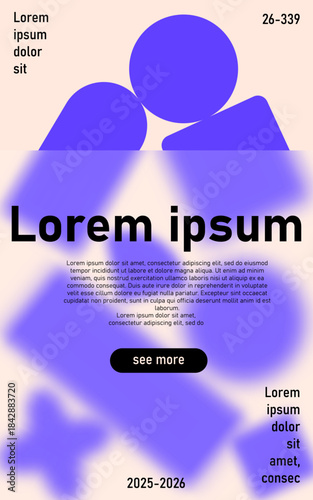 Visual design for advertising banner with abstract shapes and glass morphism effect.