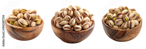 Set of Macro shot of tasty pistachios with shells partially open transparent png background. Ai generated