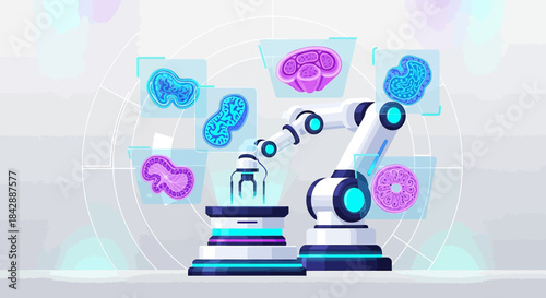 Futuristic Robotic Arm Handling Biological Samples in a Scientific Laboratory Setting