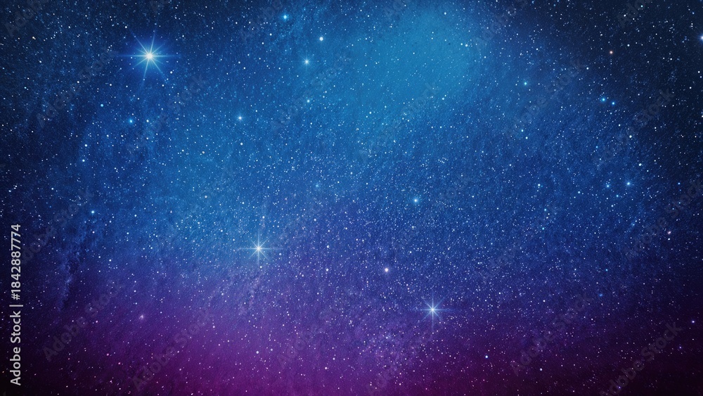 Obraz premium Starry night sky with numerous stars and a purple hue, capturing the beauty of space.