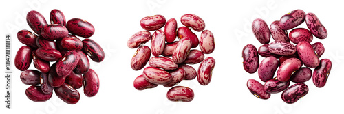 Set of Raw red kidney beans from above, neatly arranged transparent png background. Ai generated