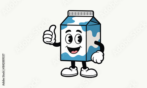 Cartoon milk carton character giving a thumbs up