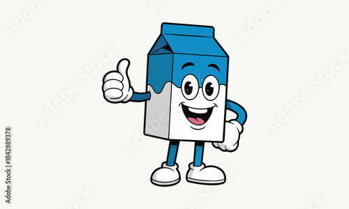 Cartoon Milk Carton Giving Thumbs Up