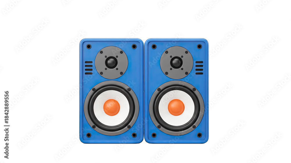 Fototapeta premium Blue Speakers Isolated on White Background