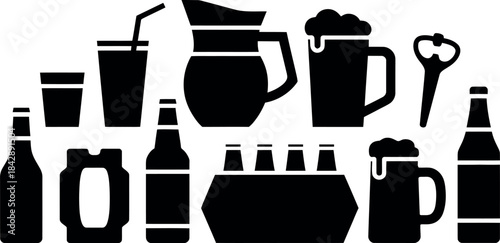 Assorted Beverage Icons Collection for Design and Illustration