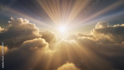 Rising Sun Through Clouds Creating Soft Golden Light Over Atmosphere