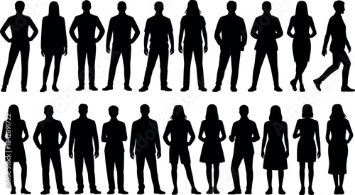 silhouettes of people vector icon set design