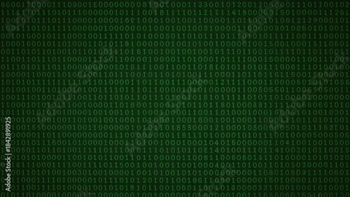 Binary code pattern with green digits on a black background, representing digital data or computer code.