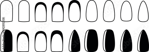 Collection of Nail Art Designs with Various Patterns and Shapes
