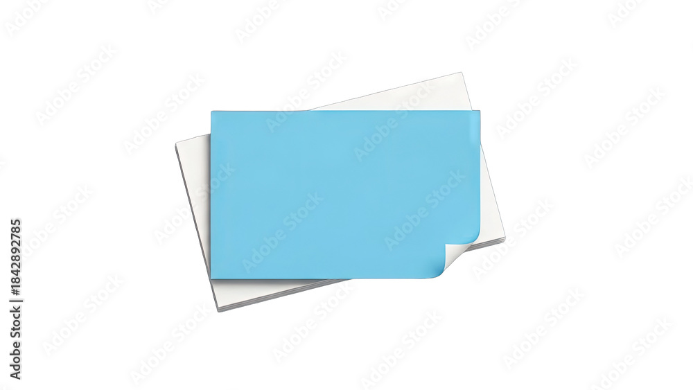 Fototapeta premium Blue Sticky Note on White Paper Stack - Isolated