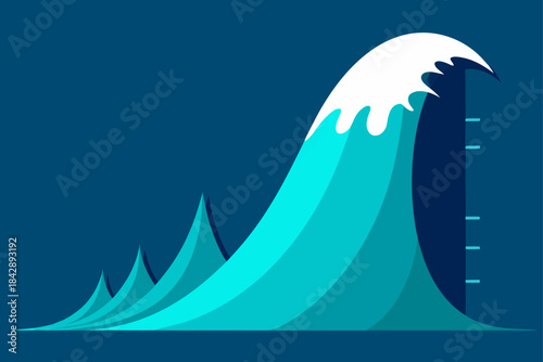 Vector illustration of a snowy owl bird in a blue winter sky landscape