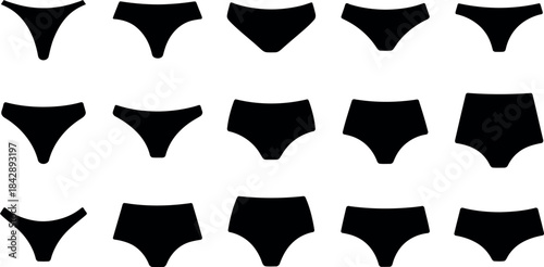 Collection of various womens underwear silhouettes in black