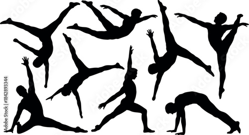 Dynamic Dance Silhouettes in Various Poses and Stances