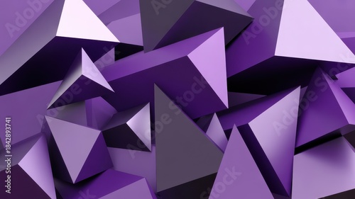 Abstract background of piled purple and dark geometric pyramid shapes