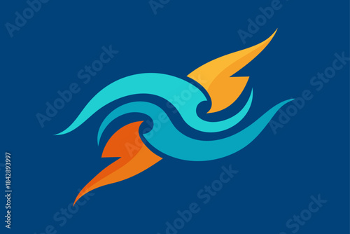 Vector icon set of dolphin, bird, and abstract bird illustration silhouettes, suitable for logo design or sign symbol art