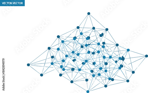 Dynamic interconnected network structure illustration showcasing complex digital nodes and connections in modern futuristic technology communication system