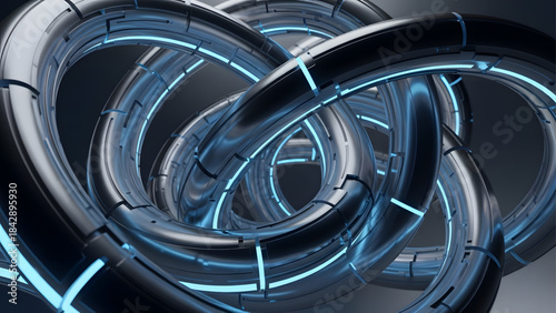 Sci-Fi Abstract Intertwined Metal Tubes