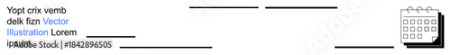 Time management, task organization, work schedule, planning, productivity, business concepts. Display of text lines and a calendar icon. Time management and task organization concepts
