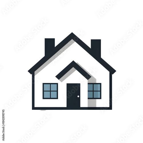 House icon with pitched roof, simple flat style, Isolated to Transparent Background