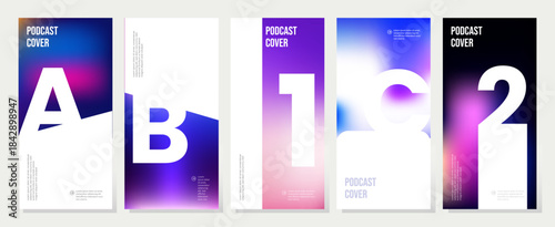 Abstract Gradient Podcast Cover Templates – Modern Colorful Poster & UI Panels
