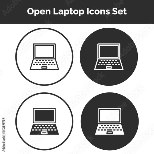 Open Laptop Icons Set — Devices, Technology, Work & Digital Workspace Symbols