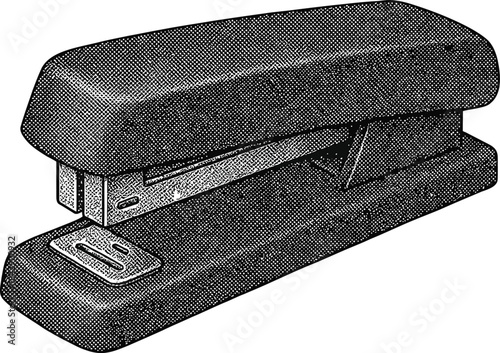 Office Stapler Halftone Dot Illustration on White