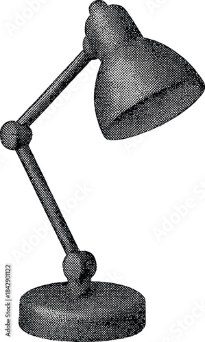 Desk Lamp Halftone Dot Illustration on White