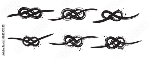 Brushstroke infinity symbols represent endless connection and unity, conveying concepts of eternity, strength, and continuous cycles in a stylized graphic design.