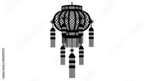 Intricate Asian Lantern Design with Tassels.
