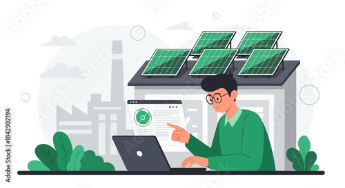 Monitoring and analyzing solar panel energy with laptop for eco-friendly living at home