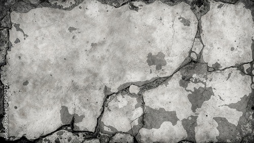 Cracked and weathered concrete surface with visible fractures and textures.
