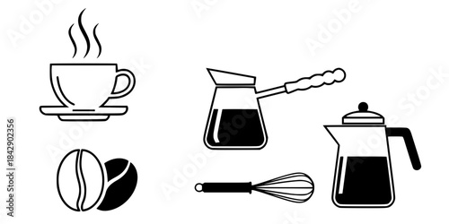 Coffee shop icons coffee cup coffee pot
