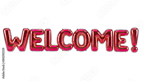 Welcome Balloons in Red Color on White Background