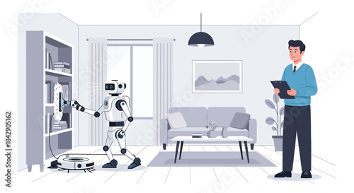 Robotized domestic chores modern living automated household cleaning technology assistance