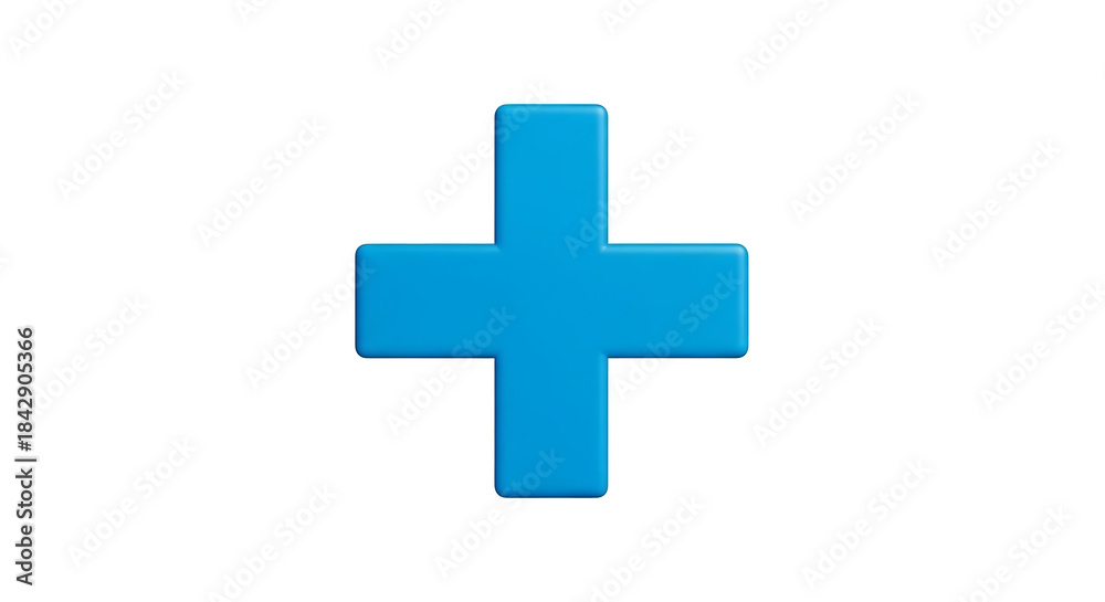 Fototapeta premium Blue medical cross symbol on white background, healthcare and medical concept, simple and iconic design