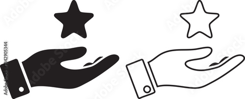 Hand with Star-Like Icon – Premium Approval Vector Symbol