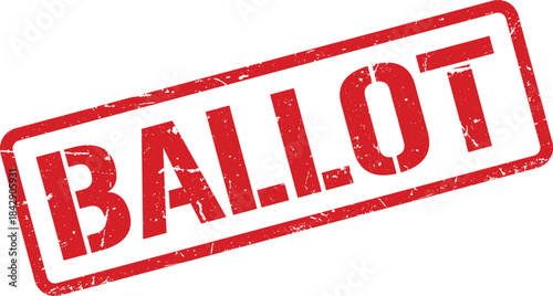 Distressed Red Ballot Stamp on White Background Election Vote and Political Process Image