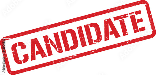 Red Rubber Stamp with the Word Candidate Stamped Diagonally on a White Background