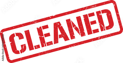 Isolated Red CLEANED Stamp with White Border, Diagonal on White Background, Distressed Texture