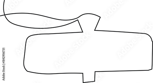 Car rear view mirror one line. Continous line Car rear mirror. 