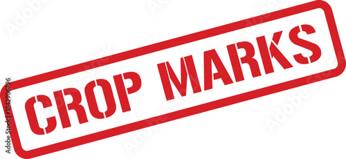 Red Crop Marks Rubber Stamp Impression on White Background, Indicating a Printing or Design Concept