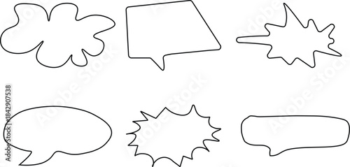 Vector illustration of Comic Speech Bubbles on transparent background. One line set of Speech bubble used for messages, contacts, dialogue, chat, comic