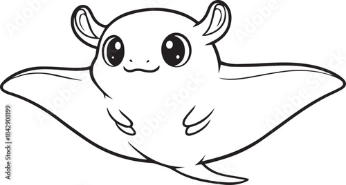 Bold line fish designed in a clean soft minimal underwater animal style line art one line art