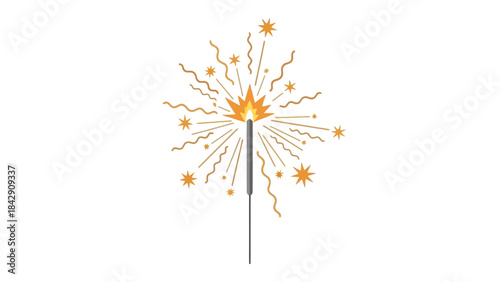 Vibrant golden sparkler illuminating the night with festive bursts, symbolizing celebration, joy, and exciting special occasions