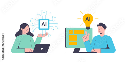 Human and AI partnership in contemporary workplace emphasizing technological progress, digital collaboration, intelligent systems, business strategy development, innovation-driven teamwork, and seamle
