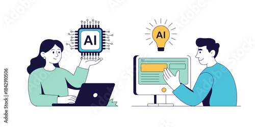 Human and AI partnership in contemporary workplace emphasizing technological progress, digital collaboration, intelligent systems, business strategy development, innovation-driven teamwork, and seamle
