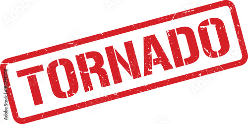 Distressed Red Tornado Text Stamp Isolated on White Background, Weather and Alert Concept